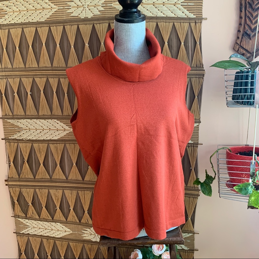 BNWT Amazing Burnt Orange Sleeveless Turtleneck Top Conrad C Size XL